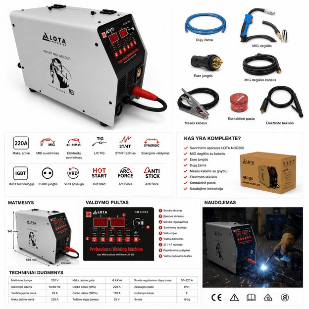 Semi-automatic welding machine MIG/MAG 220A