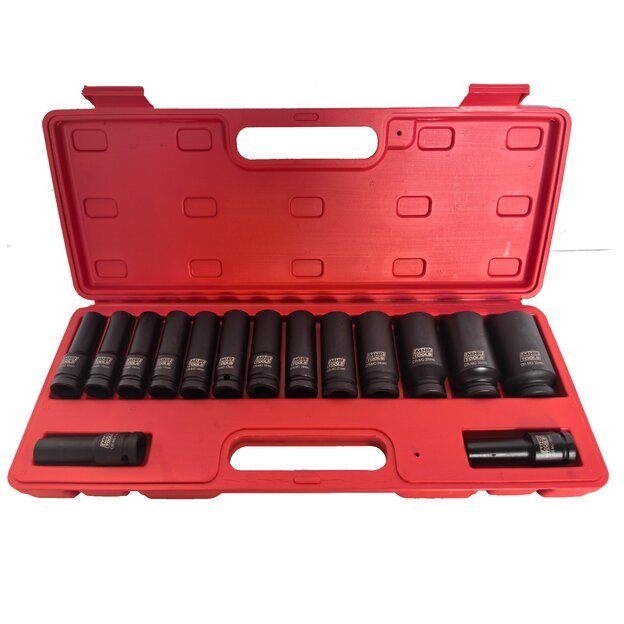 1/2  Prailgintų smūginių galvučių rinkinys 15vnt. (10-32mm) 12-kampės