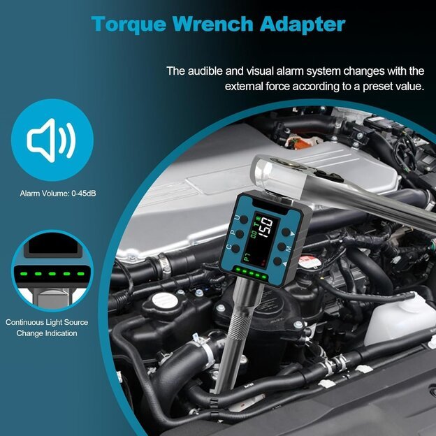 1/2" Dinamometrinis skaitmeninis adapteris terkšlei | 6–200 Nm 3