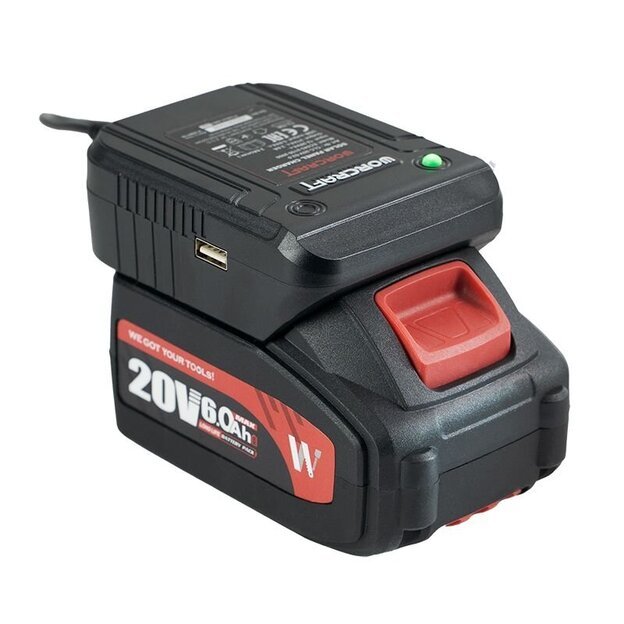 Daugiafunkcinis saulės panelės įkroviklis WORCRAFT akumuliatoriams 50W 4