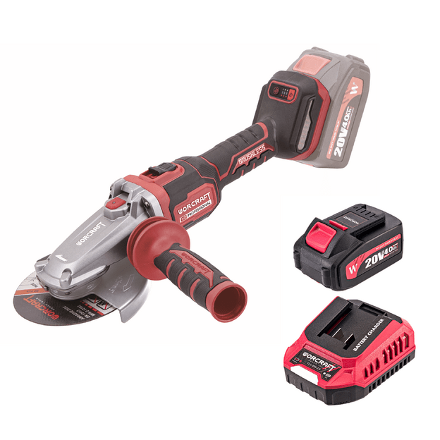 Akumuliatorinis šlifuoklis kampinis (plokščia galva) 125mm 20V LI-ION 1