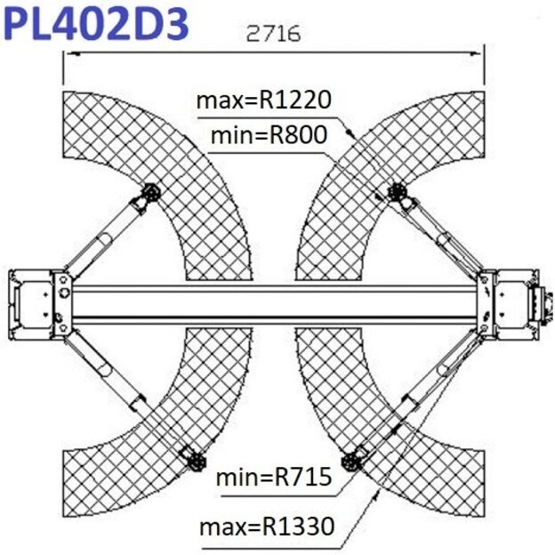 Hidraul. dviejų kolonų keltuvas su mech. saugumo fiksatoriais (3 pakopų letenos), 4.0t 220V 2