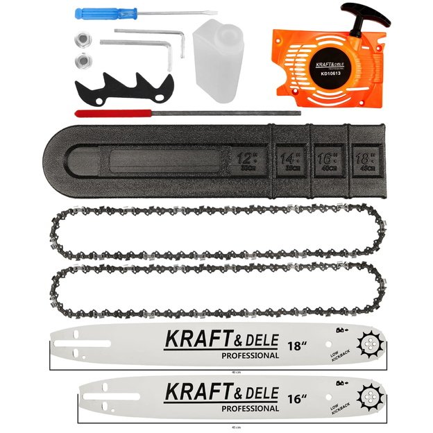 Kraftdele  KD10613 Benzininis grandininis pjūklas 5,9AG / 16" / 18"
