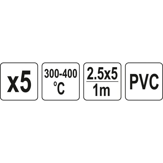 Plastiko suvirinimo juostų rinkinys (5vnt) (PVC polivinilchloridas) 2.5x5mm 5х1m