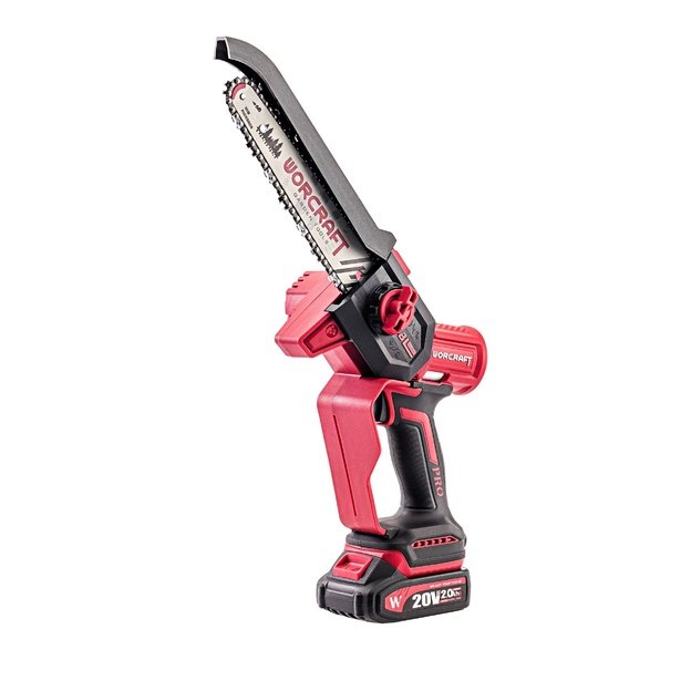 Akumuliatorinis grandininis mini pjūklas 8&rdquo; su teleskop. prailg. WORCRAFT 20V LI-ION