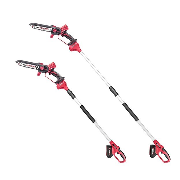 Akumuliatorinis grandininis mini pjūklas 8&rdquo; su teleskop. prailg. WORCRAFT 20V LI-ION