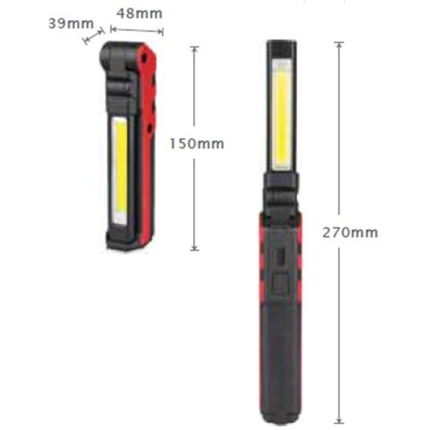 Akumuliatorinė darbo lempa 3W LED  50LM + 5W COB LED 360LM