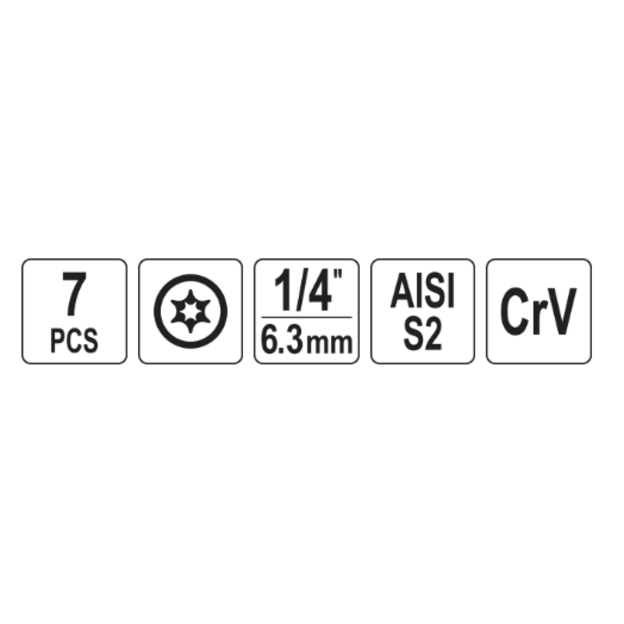 Užlūžusių varžtų išsukėjų rinkinys 1/4  TORX 7vnt. (smulkus sriegis)