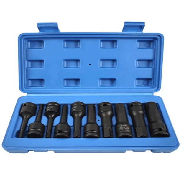 Prailgintų smūginių galvučių su antgaliais rinkinys 1/2   (HEX) 10vnt.