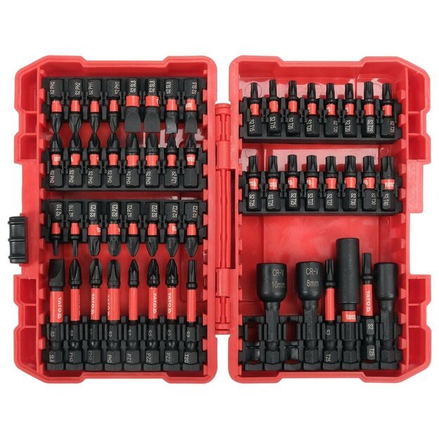 1/4  Smūginių keičiamų antgalių rinkinys (PLOKŠČIAS,PZ,PH,TORX) 54vnt.