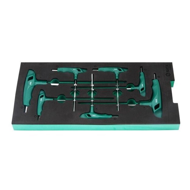 Šešiakampių T formos raktų rinkinys su rutuliniais antgaliais, 7 vnt. (EVA padėkle) 2