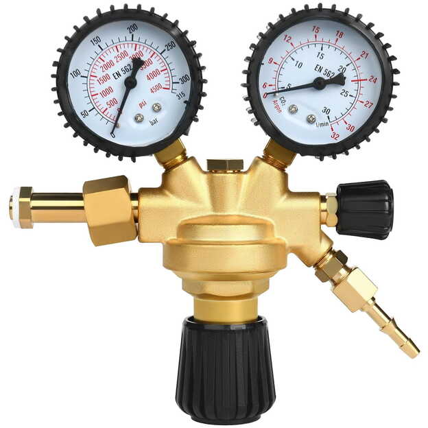 Dujų baliono reduktorius AR/CO2 su manometrais KD1822
