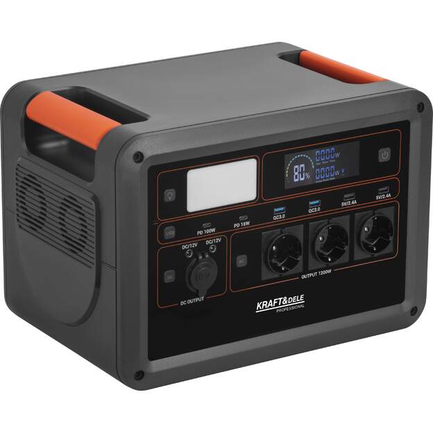Nešiojama įkrovimo stotelė KRAFT&DELE KD5532 LiFePO4 1152Wh 1200W (2000W Peak)