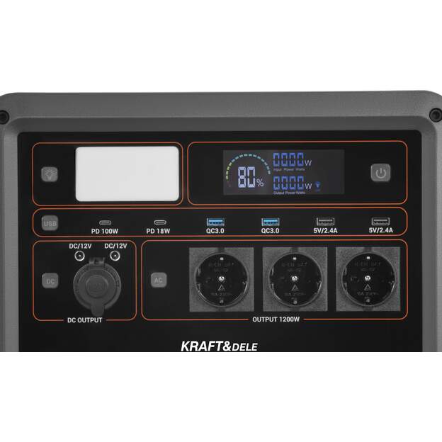 Nešiojama įkrovimo stotelė KRAFT&DELE KD5532 LiFePO4 1152Wh 1200W (2000W Peak)
