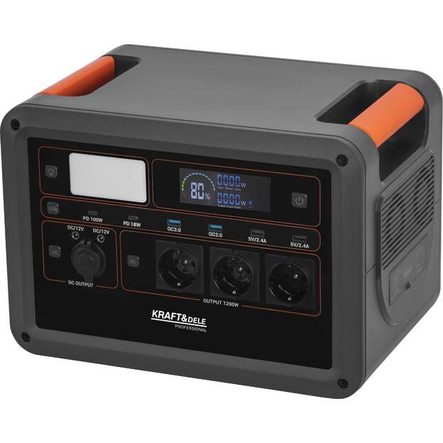 Nešiojama įkrovimo stotelė KRAFT&DELE KD5532 LiFePO4 1152Wh 1200W (2000W Peak)