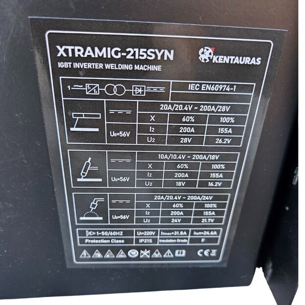 Suvirinimo pusautomatis XTRAMIG-215SYN 200A 220V 15 KG RITĖ