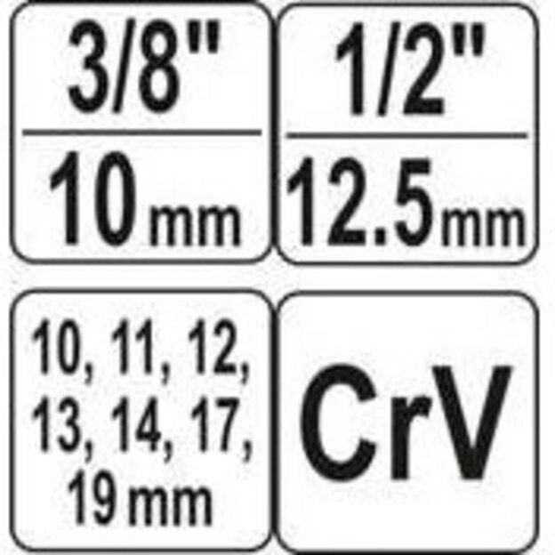 Specializuotų galvučių su išpjova rink. 7vnt (10-19mm)