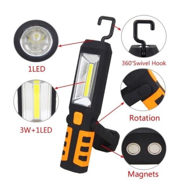 Akumuliatorinė darbo lempa COB LED 3W-240Lm AKU Li-on 2800mAh