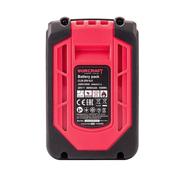Akumuliatorius akum.įrankiams WORCRAFT 20V 8.0Ah LI-ION 6