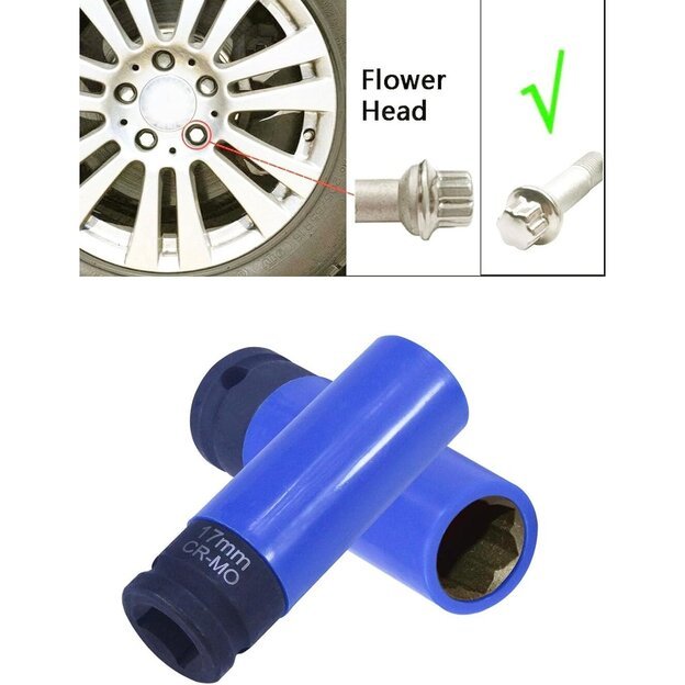 Specializuota smūginė galvutė 1/2   17mm Mercedes rato veržlėms 1