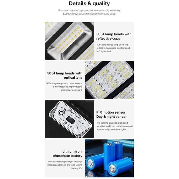 Gatvės &scaron;viestuvas su saulės baterija 200W 6500K 7