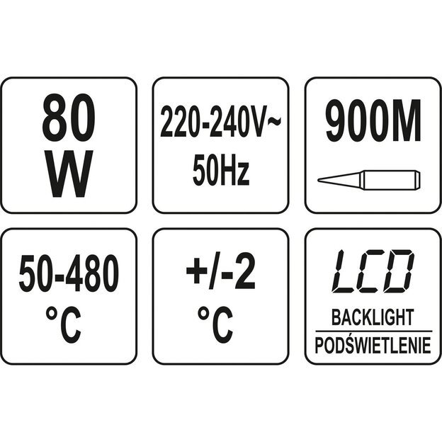 Lituoklis su LCD ekranu 80W 900M