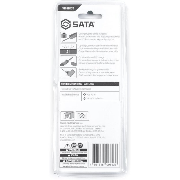 Mini atsuktuvas su keičiamais antgaliais, 6 vnt. (plokščias + PH) 6