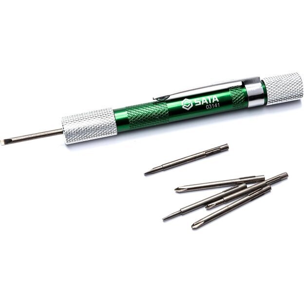 Mini atsuktuvas su keičiamais antgaliais, 6 vnt. (plokščias + PH) 1