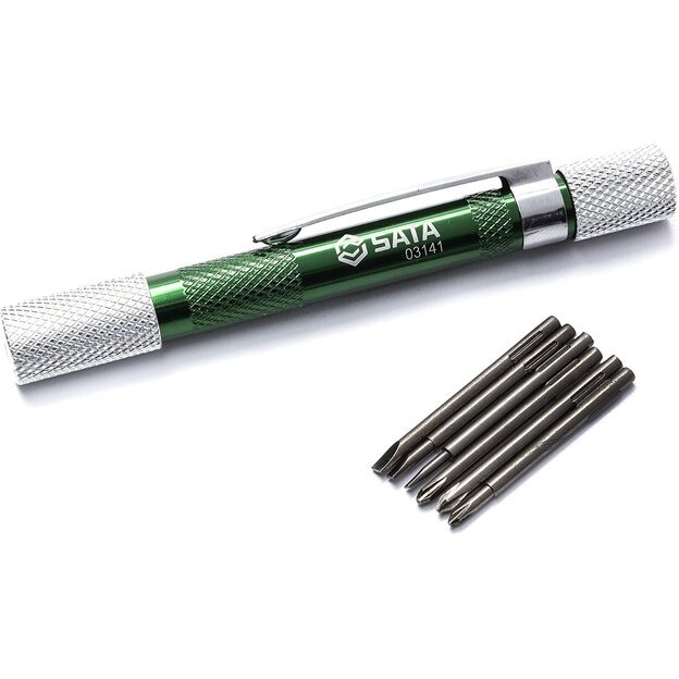 Mini atsuktuvas su keičiamais antgaliais, 6 vnt. (plokščias + PH)