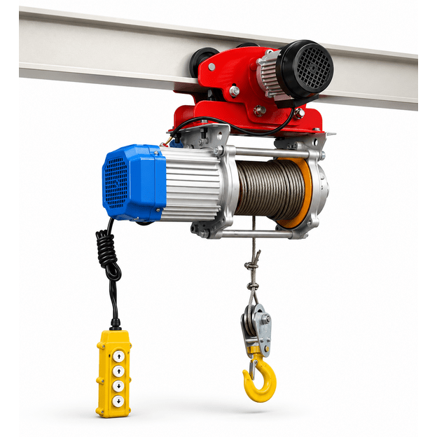 Electric Wire Rope Hoist 1500 kg / 750 kg, 30 m, 220 V, with Electric Trolley