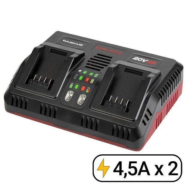 Įkroviklis dvigubas 20V LI-ION WORCRAFT akumuliatoriui