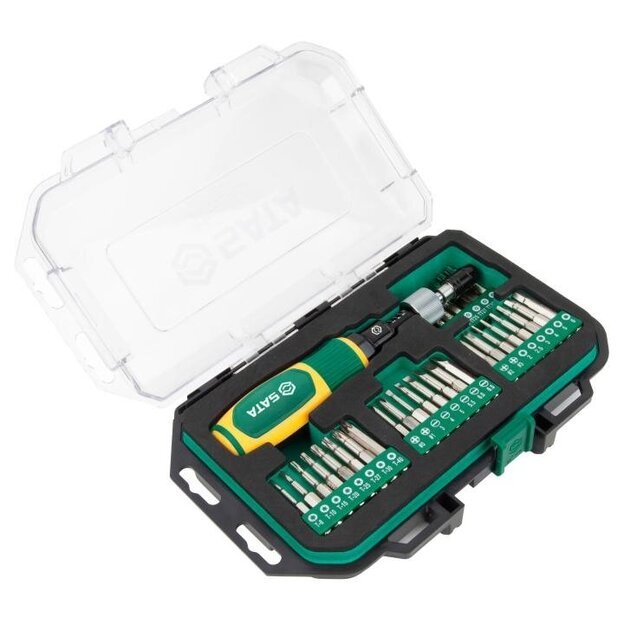 1/4  Dinometrinio atsuktuvo 1-6Nm ir keičiamų antgalių rinkinys [plok.,PZ,PH,torx] 33vnt.