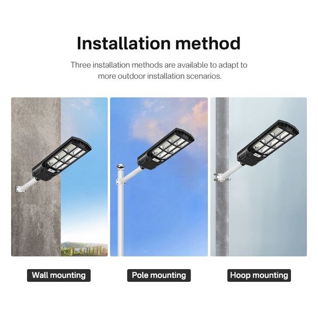 Gatvės &scaron;viestuvas su saulės baterija 300W 6500K 9