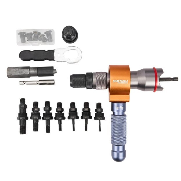Kniediklio adapteris 3in1 srieginėms kniedėms M3-M12 suktuvui/gręžtuvui 1