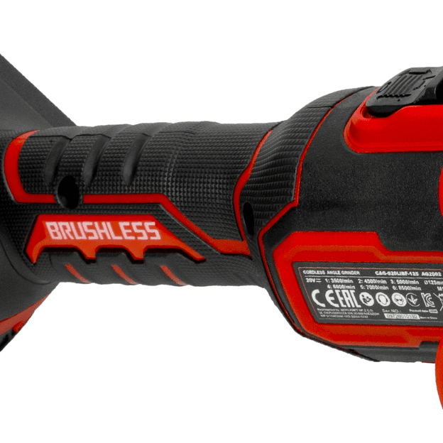 Li-ion Cordless brushless angle grinder (flat head) WORCRAFT 125mm 20V (without battery and charger)