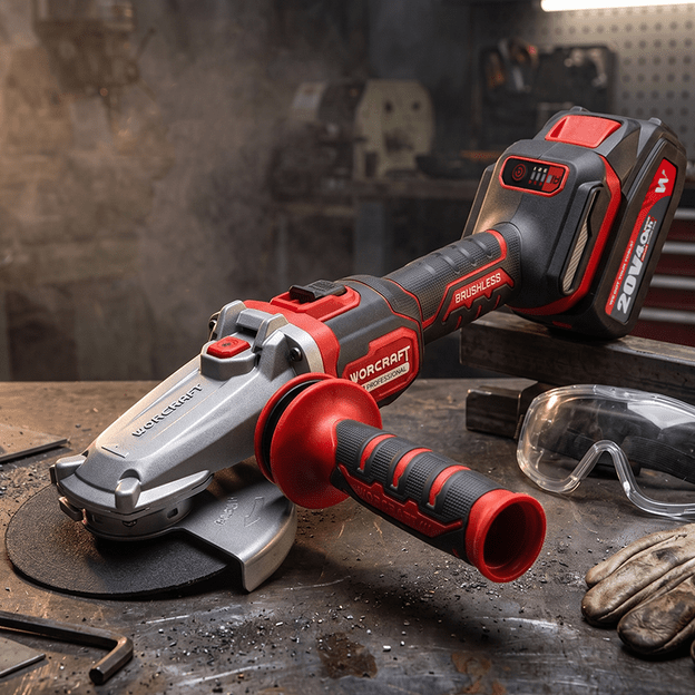 Li-ion Cordless brushless angle grinder (flat head) WORCRAFT 125mm 20V (without battery and charger)