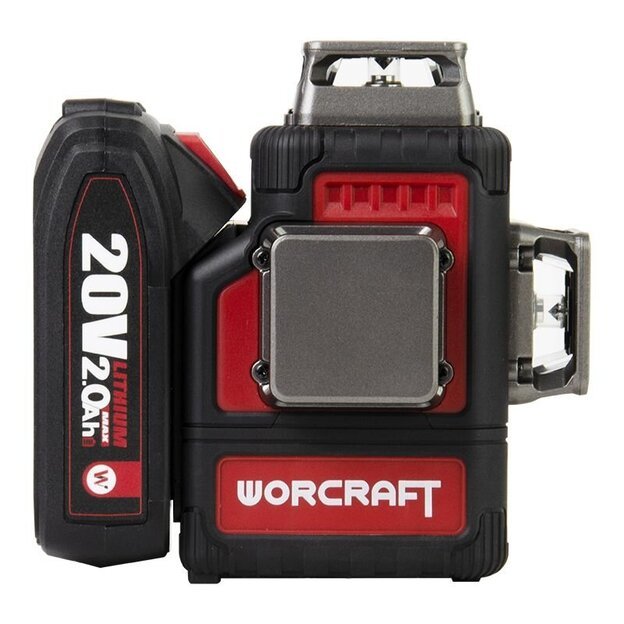 Akumuliatorinis kryžminių linijų nivelyro 3x3D rinkinys (žalias lazeris) 20V LI-ION (XCUBE dėžė) 3