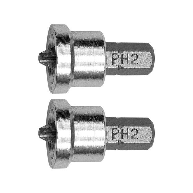 Phillips antgalių rinkinys 1/4" (6,3 mm), 25 mm, su ribotuvu gipsui, 2 vnt.