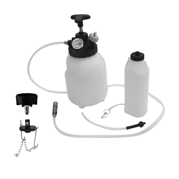 Stabdžių sistemos nuorinimo ir užpildymo įrenginys su ATF adapterių rinkinys