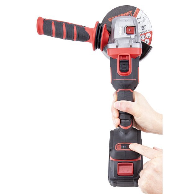 Akumuliatorinis kampinis šlifuoklis 125 mm 20V Li-Ion WORCRAFT CAGS20LiBM125B (su dėže) 2