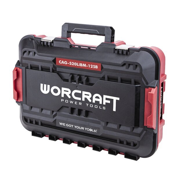 Akumuliatorinis kampinis šlifuoklis 125 mm 20V Li-Ion WORCRAFT CAGS20LiBM125B (su dėže) 4