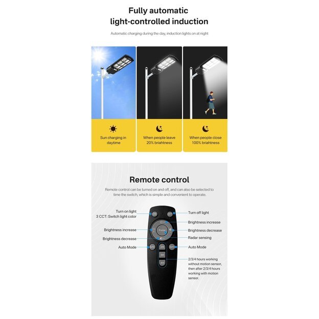 Gatvės &scaron;viestuvas su saulės baterija 400W 6500K 8