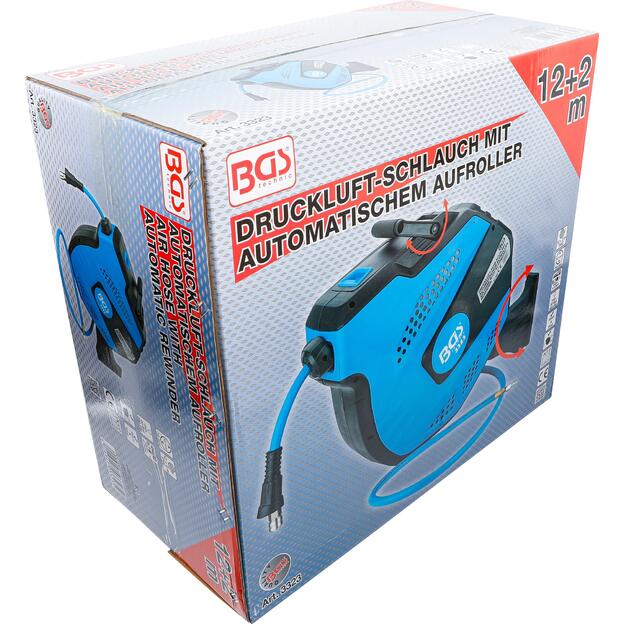 Retractable Air Hose Reel | Automatic | 12 m + 2 m 6