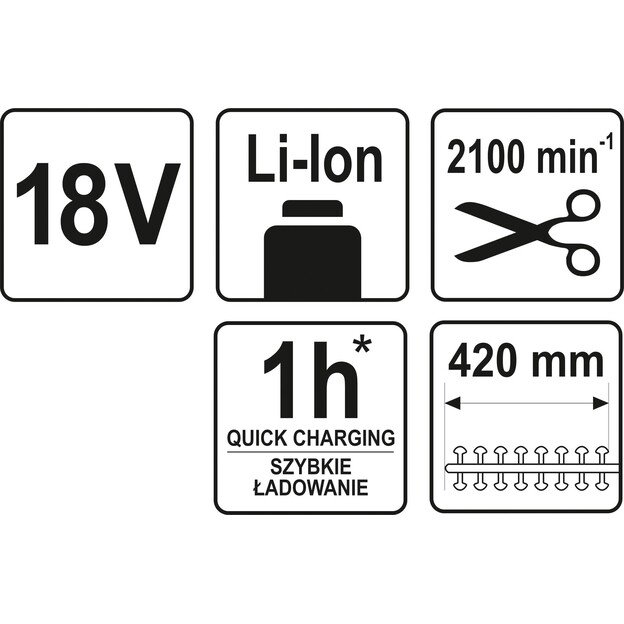 YATO YT-82835 Akumuliatorinė teleskopinė krūmapjovė | 18V 207-274 cm | be akumuliatoriaus