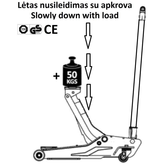 Domkratas su ratukais 3t