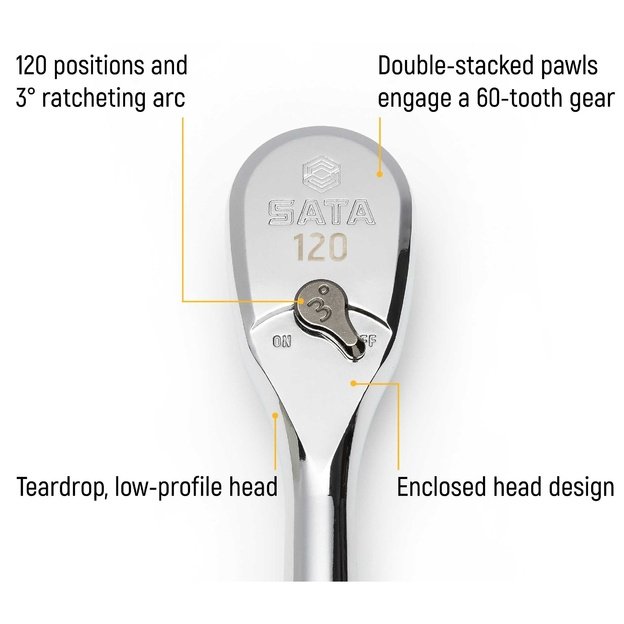 1/4  Dr. Quick-release ratchet (oval head, metal handle), 60 teeth 120P