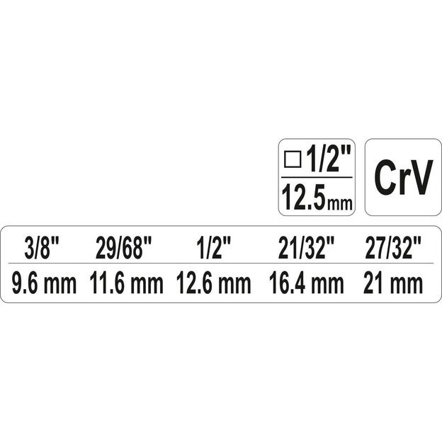 Raktas pakopinis terkšlei su kiauryme 1/2  (3/8 , 29/68 , 1/2 , 21/32 , 27/32 )