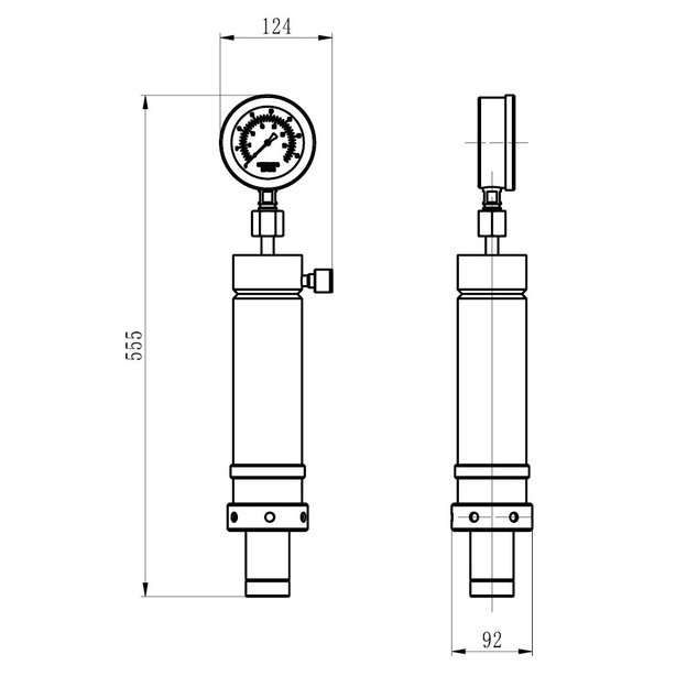 Cylinder for shop press with manometer 20t