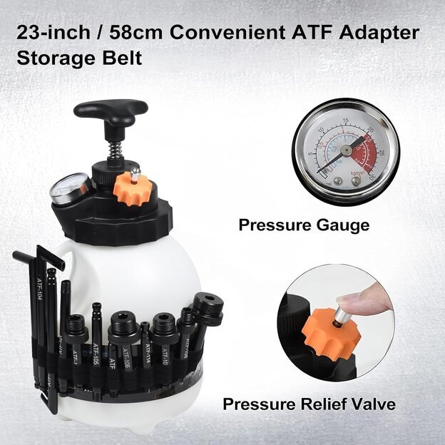 Pavarų dėžės tepalo užpildymo įrenginys 3l su ATF adapterių rinkiniu 3