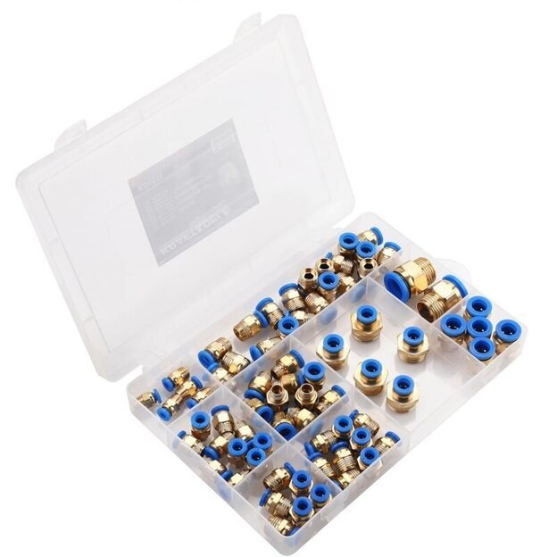 Greito jungimo vožtuvų su sriegiais rinkinys 4–16 mm (1/8" + 1/4" + 1/2"), 72 vnt. 2